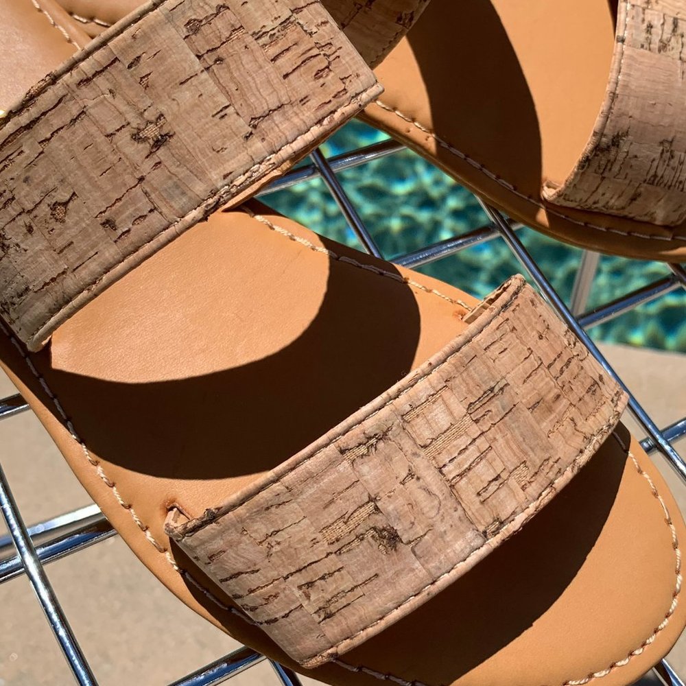 NEW🔥 Cork Open Toe Double Band Slide Flat Sandals - Picture 4 of 4